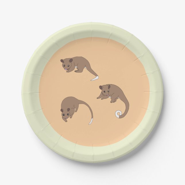 Assiettes En Carton Opossums à queue annelée (Devant)