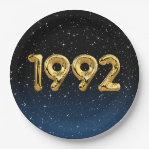 Assiettes En Carton Or 1992 Ballons de l'année de naissance en Stars P
