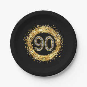Assiettes En Carton Or des confettis   de Bling de parties