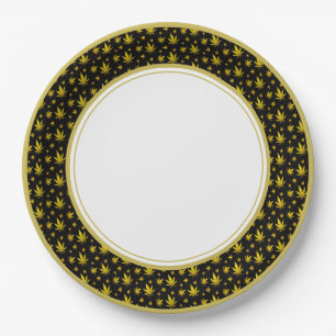 Assiettes En Carton Or sur mauvaise herbe juridique noire