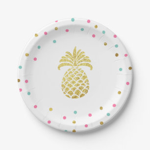 Assiettes En Carton Or tropical de Luau de plaques à papier