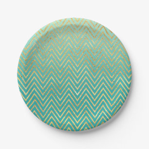 Assiettes En Carton Or vert en bon état Chevron fascinant Ombre
