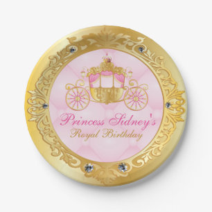 Assiettes En Carton Or vintage et princesse rose Party