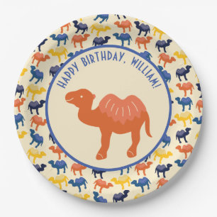 Assiettes En Carton Orange Cartoon Camel fête d'anniversaire Personnal