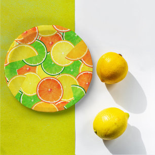 Assiettes En Carton Orange citron vert