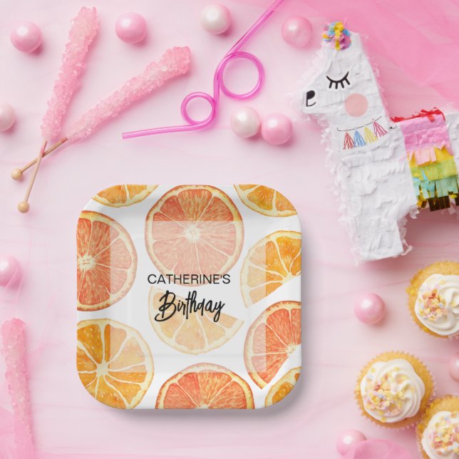 Assiettes En Carton Orange Citrus Slice été Anniversaire (Fête)