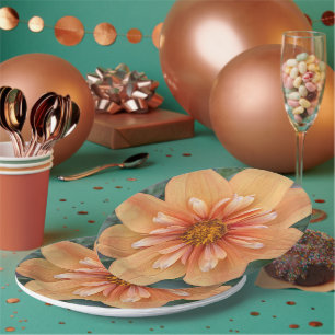 Assiettes En Carton Orange Collarette Dahlia Floral