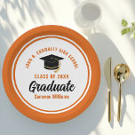 Assiettes En Carton Orange Graduate Personnalisé 2025 Graduation Party<br><div class="desc">Ces assiettes modernes orange et blanc pour la remise des diplômes comportent une typographie classe de votre nom d'université ou de collège pour la classe de 2025. Customisez avec votre année de graduation à côté de l'écriture manuscrite chic et de noir grad casquette pour des félicitations personnalisées pour la décoration...</div>