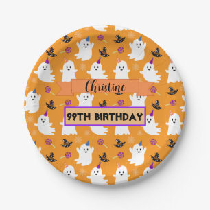 Assiettes En Carton Orange Halloween Fantôme Anniversaire Fête Personn