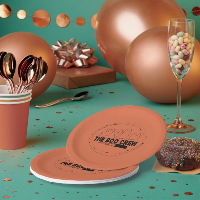 Assiettes En Carton Orange Halloween Ghosts (Multi)