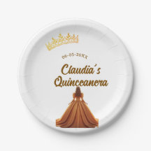 Orange quinceanera princess crown birthday name da