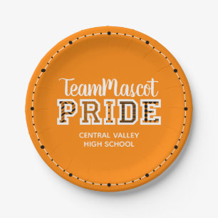 Assiettes En Carton Orange School Pride Mascot Nom Plaques papier