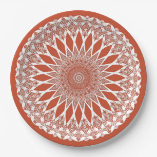 Assiettes En Carton Orange Terracotta Tristy Mandala