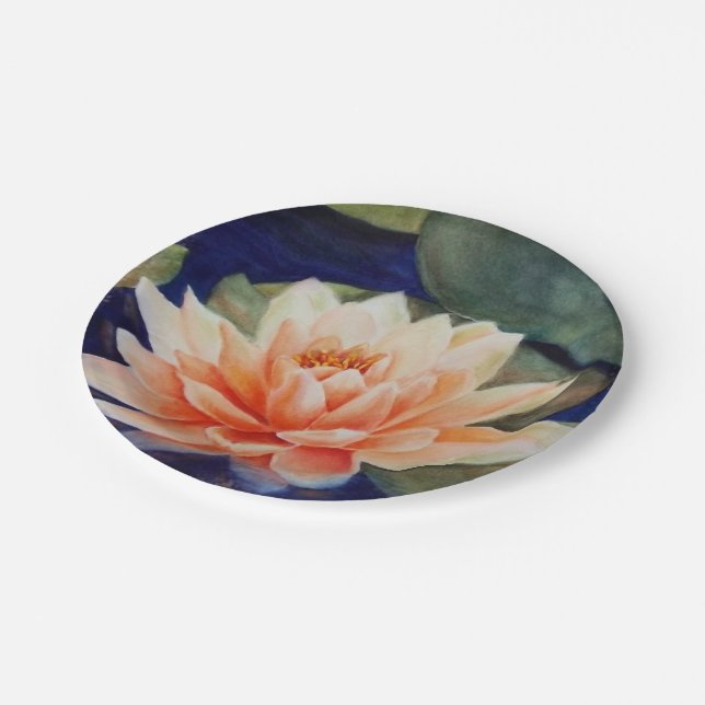 ASSIETTES EN CARTON ORANGE WATER LILY PAPIER PLAQUE (Angle)