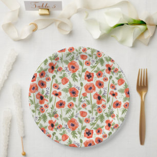 Assiettes En Carton Orange Watercolor, cépages de fleurs