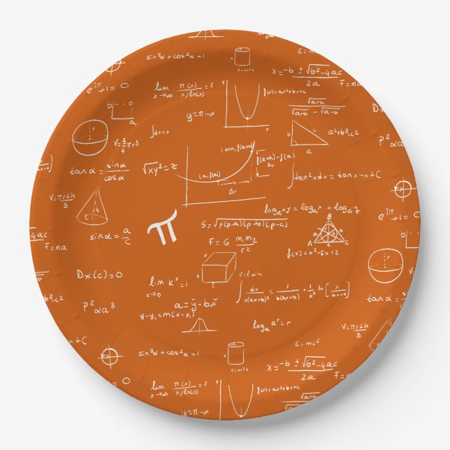 Assiettes En Carton Orange White Math Equations Graphics Graduation (Devant)