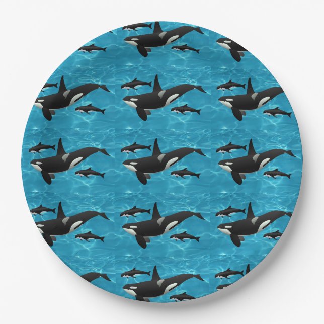 Assiettes En Carton Orca Whales (Devant)