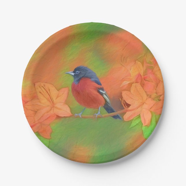 Assiettes En Carton Orchard Oriole Songbird Peinture Oiseau original (Devant)