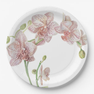 Assiettes En Carton Orchidée illustrée à la main
