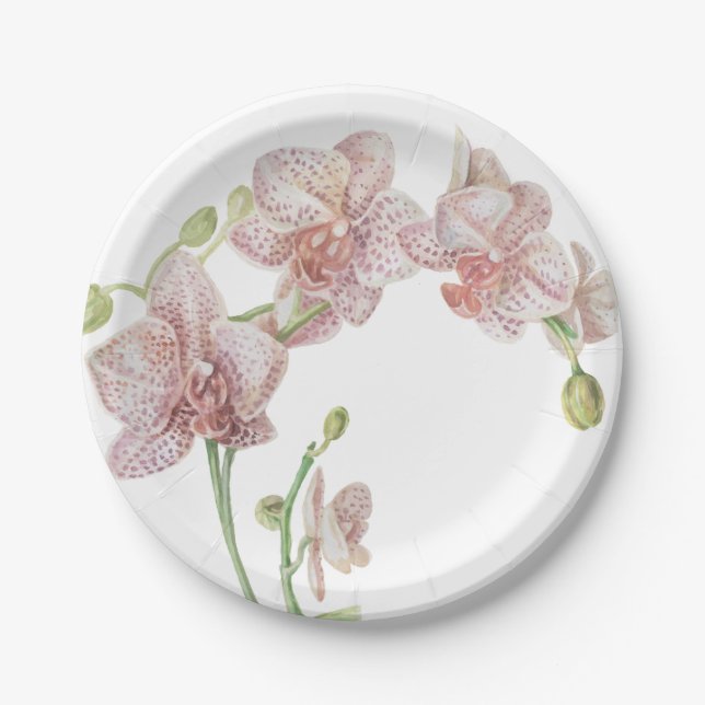 Assiettes En Carton Orchidée illustrée à la main (Devant)