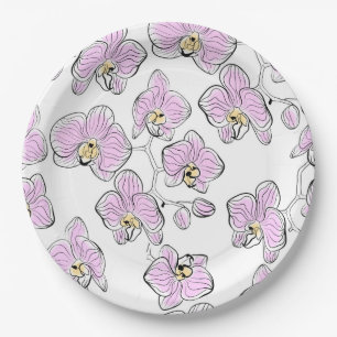 Assiettes En Carton Orchidées phalaenopsis à l'eau transparente fleu