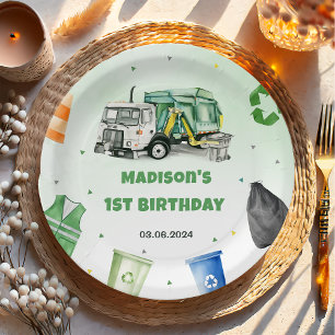 Assiettes En Carton Ordures Camion 1ère fête d'anniversaire