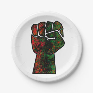 Assiettes En Carton orgueil noir poing vert rouge pan drapeau africain