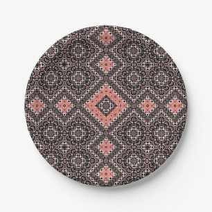 Assiettes En Carton oriental, arabe, ornement, marron, rouge, ethnique