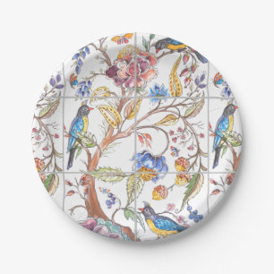 Assiettes En Carton Oriental Bird Floral Coloré Élégante Chinoiseri