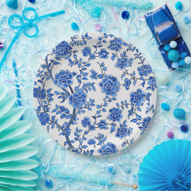 Assiettes En Carton Oriental Blue Chinoiserie (Fête)