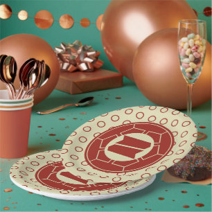 Assiettes En Carton Oriental Rouge Beige Japon Hattori Kamon Vector Ar