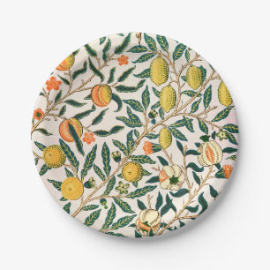 Assiettes En Carton Ornement blanc de la grenade à fruits William Mor