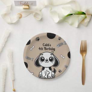 Assiettes En Carton Os de poisson marron et noir Fête d'anniversaire d