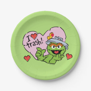 Assiettes En Carton Oscar "I Love Trash" Valentine
