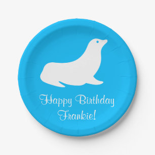 Assiettes En Carton Otarie de turquoise d'anniversaire 4Frankie (nom)