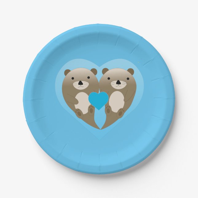 Assiettes En Carton Otter Love (Devant)