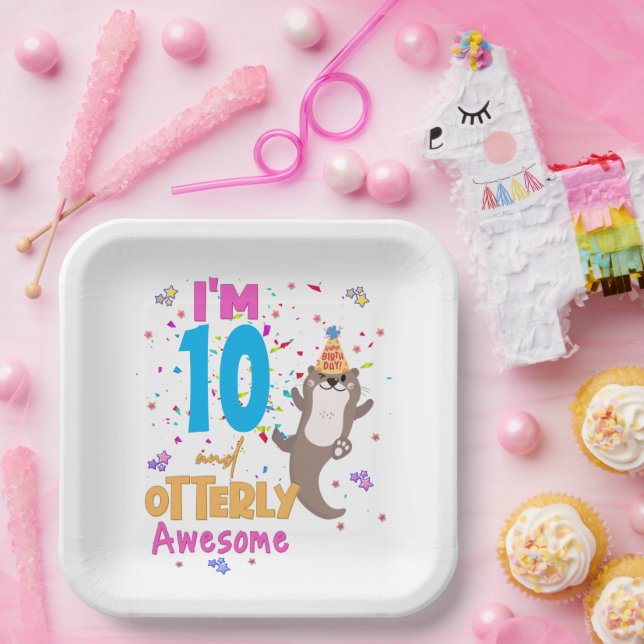 Assiettes En Carton Otter Otterly fantastique fille d'anniversaire  (Fête)