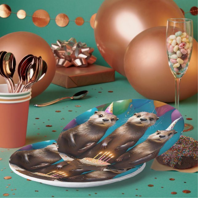 Assiettes En Carton Otter Triplets Anniversaire, (Multi)