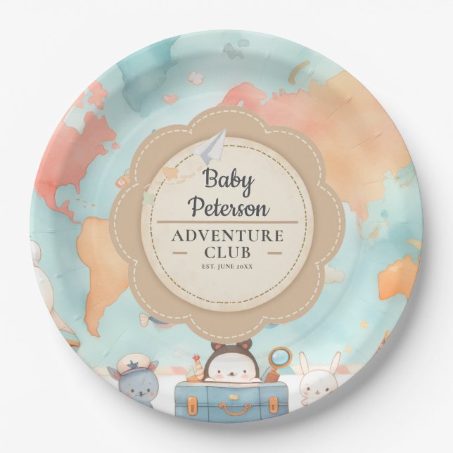 Assiettes En Carton Our Greatest Adventure Neutral Cute Baby Shower (Devant)