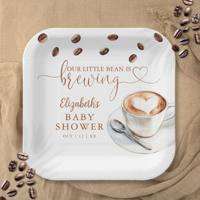 Assiettes En Carton Our Little Bean Is Brewing Coffee Baby Shower (Our Little Bean Is Brewing Coffee Baby Shower Paper Plates)