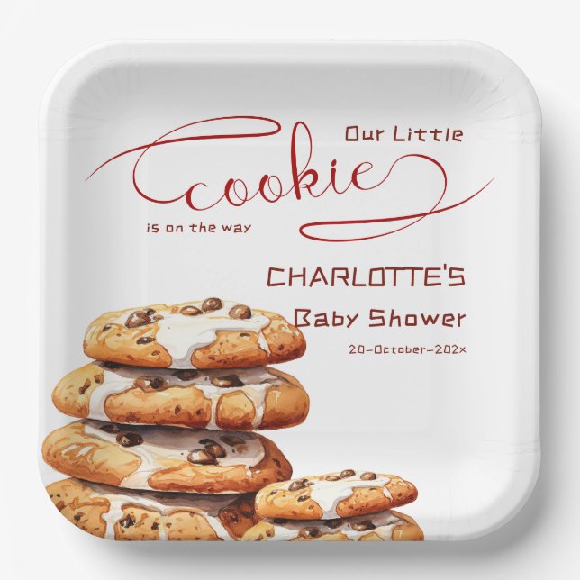 Assiettes En Carton Our Little Cookie Is On The Way Cute Baby Shower (Recto)