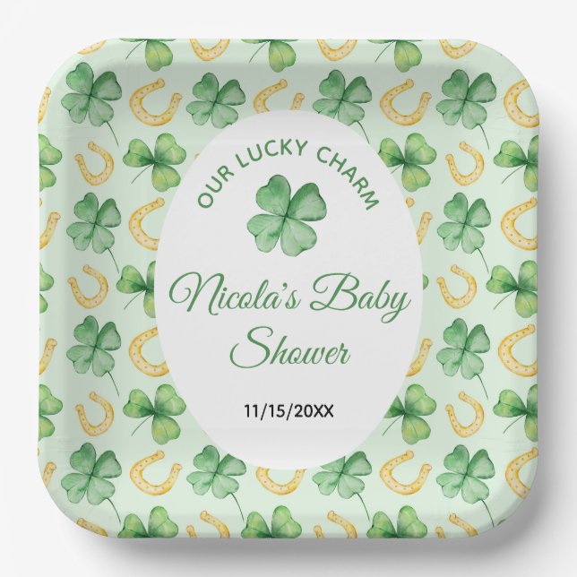 Assiettes En Carton Our Lucky Charm St Patrick's Baby Shower (Recto)