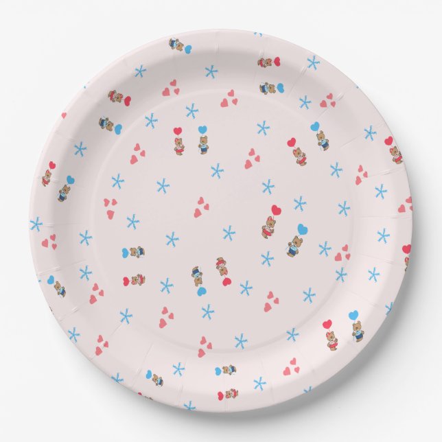 Assiettes En Carton Ours avec ballons (Devant)