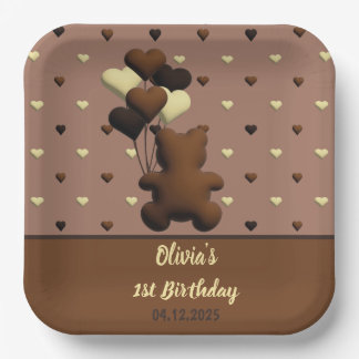 Assiettes En Carton Ours chocolat mignon Plaques en papier carré d'ann