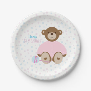 Assiettes En Carton Ours de nounours habillé dans la plaque à papier