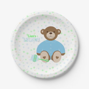 Assiettes En Carton Ours de nounours habillé dans la plaque à papier