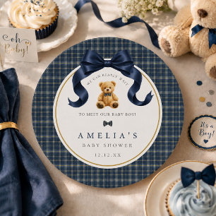Assiettes En Carton Ours en attente Plaid Polo Teddy Bear