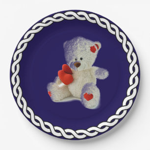 Assiettes En Carton Ours en peluche blanc