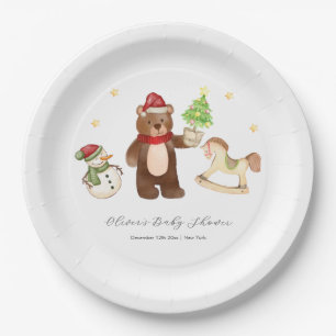 Assiettes En Carton Ours en peluche bonhomme de neige Baby Shower Forê
