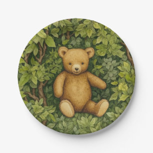 Assiettes En Carton Ours en peluche dans la forêt de style Art nouveau